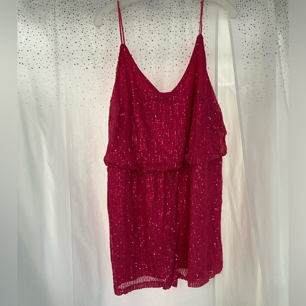 NWOT hot pink sequin romper size 3xl